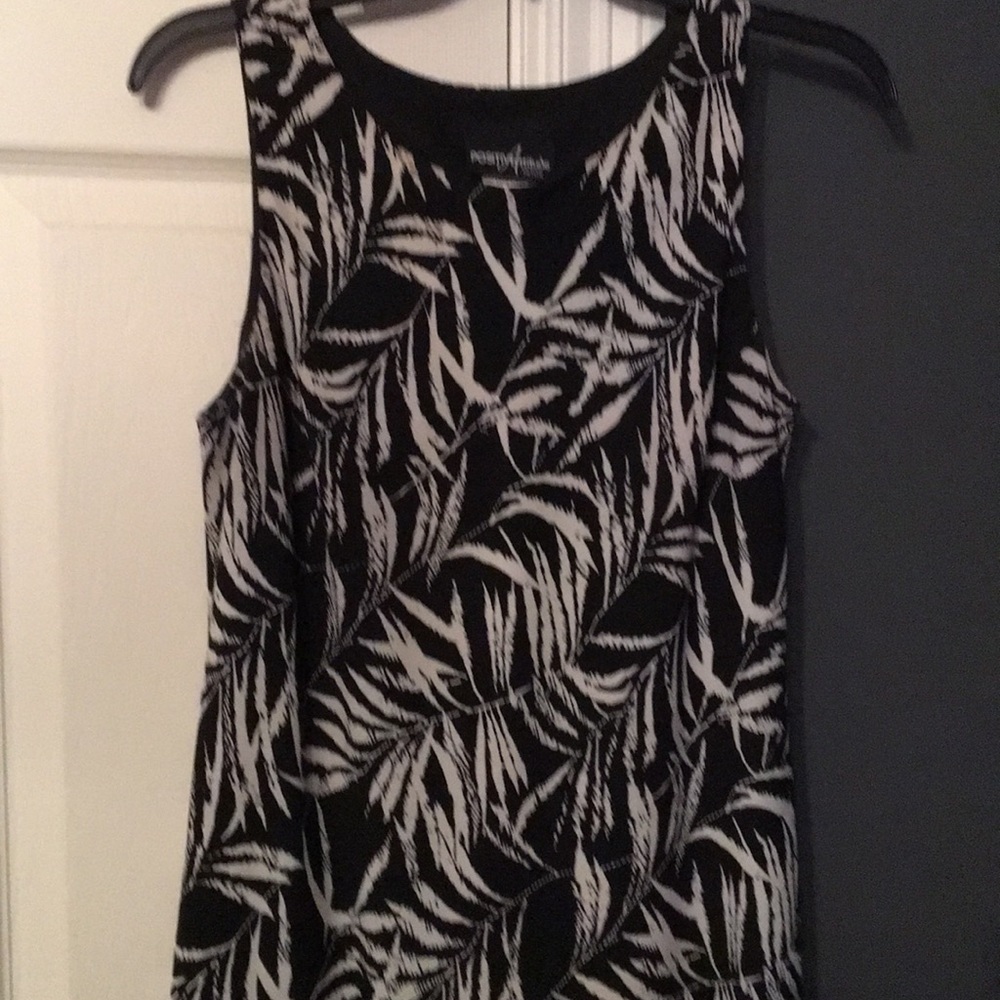 POSITIVE ATTITUDE BLACK WHITE PRINT DRESS SIZE 10P